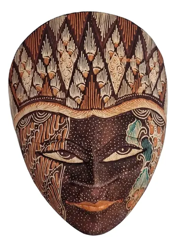 Mascara Batik Madera Bali Hindu Proteccion Energia + 20cm