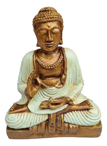 Buda Hindu Reposando Meditando Dorado Con Relieve Deco 16cm