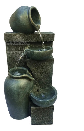 Fuente Agua Feng Shui Cascada Jardín O Interior Vasijas 61cm