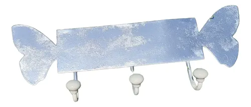 Perchero Estante De Pared Metal Ganchos Ceramica