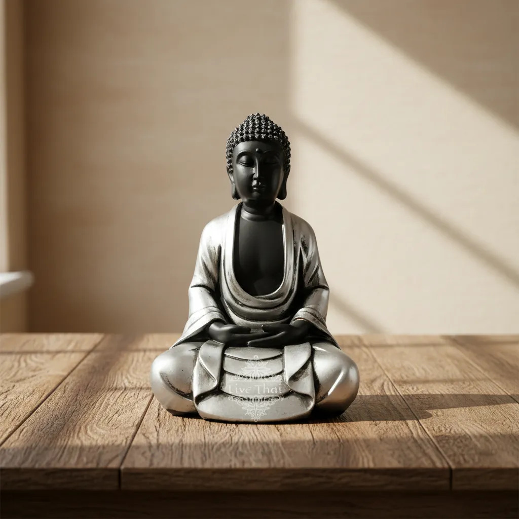 Buda Hindú Meditando Meditando Negro Deco Interior - Imagen 7