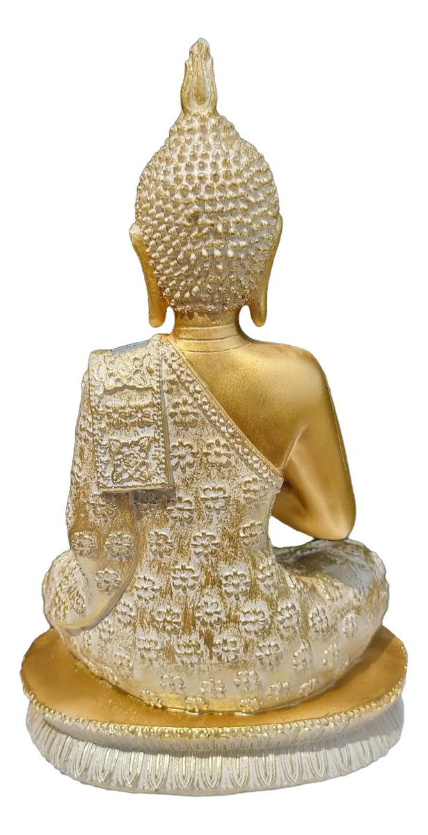 Buda Thai Sentado Meditando Espejos Armonia Zen Paz 30cm - Imagen 8