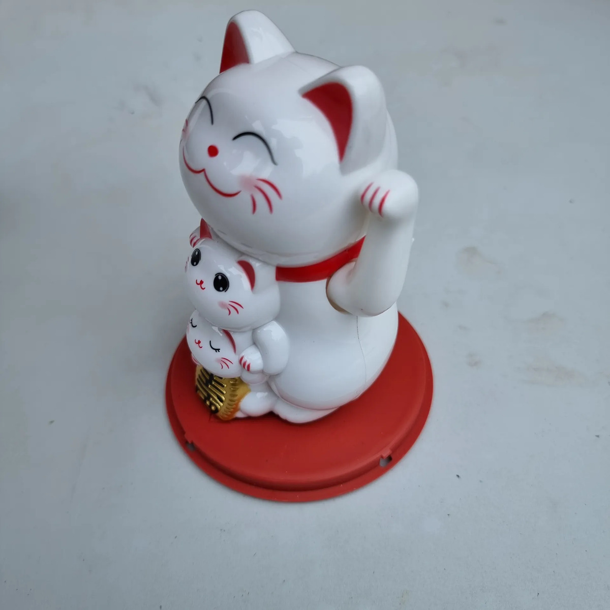 Gatos X3 Chino Suerte Fortuna Solar Grande Maneki Neko 11cm - Imagen 4