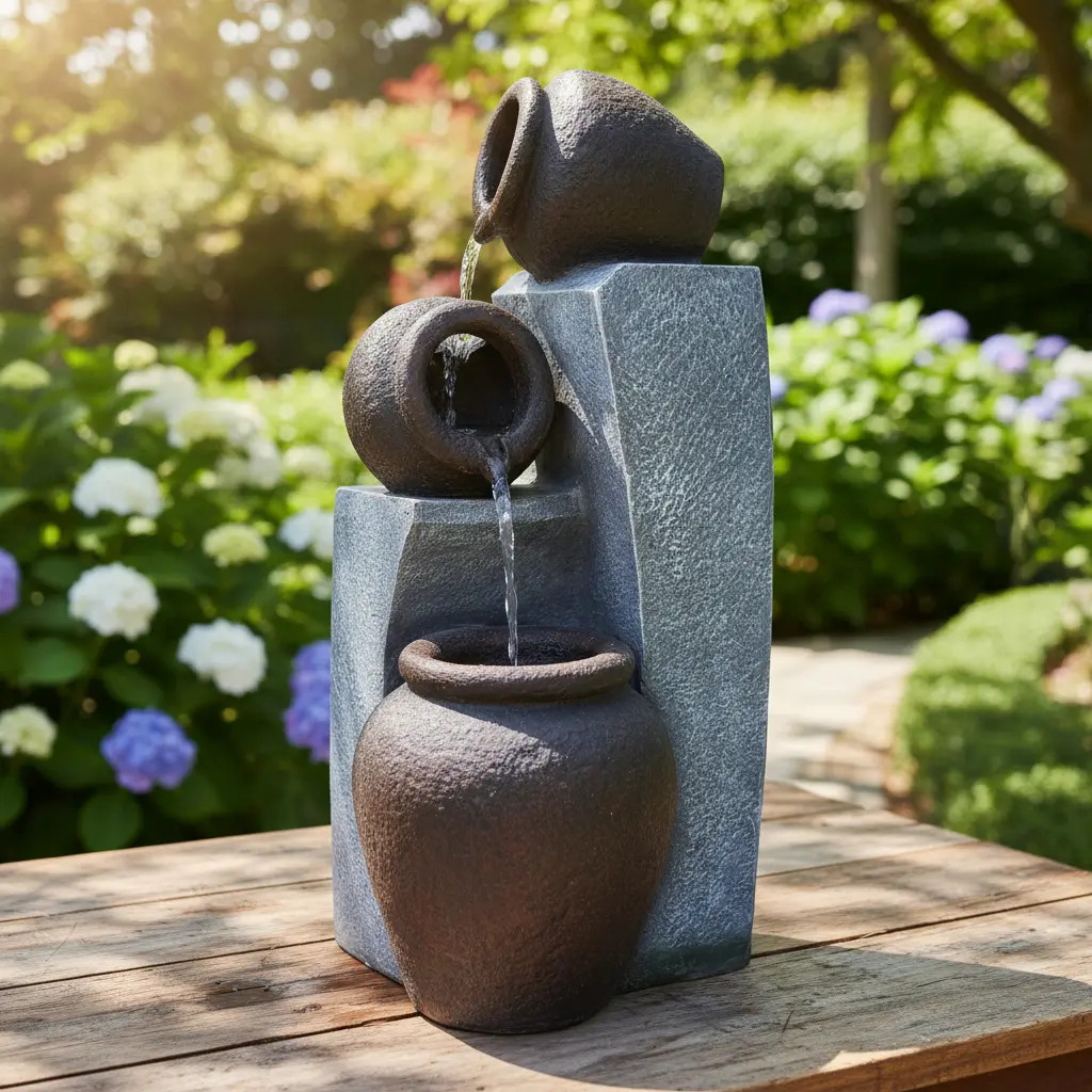 Fuente De Agua Deco Jarrones Cascada Feng Shui 48cm Jardin - Imagen 10