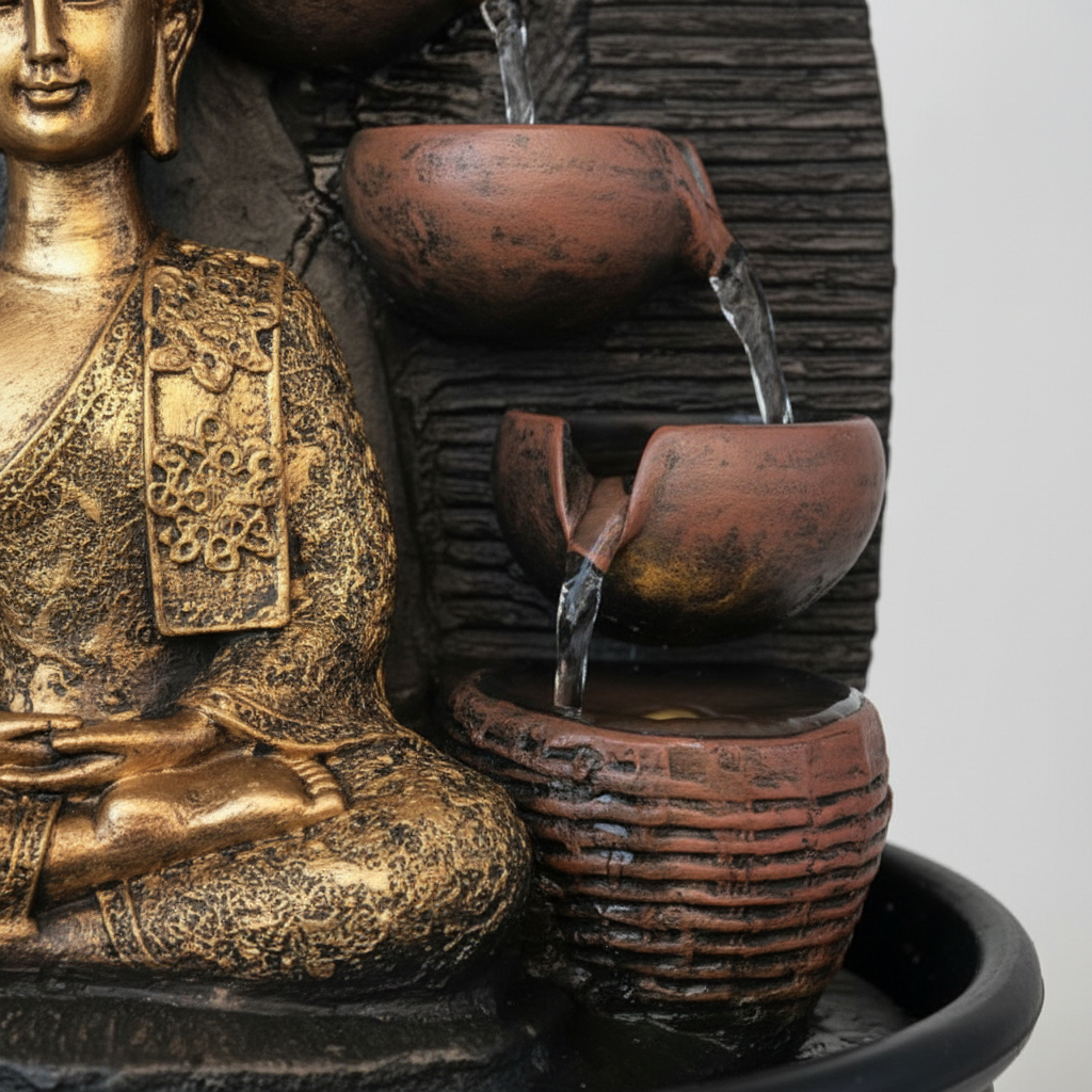 Fuente De Agua Buda Thai Grande Cascada Luz Led 40cm - Imagen 6