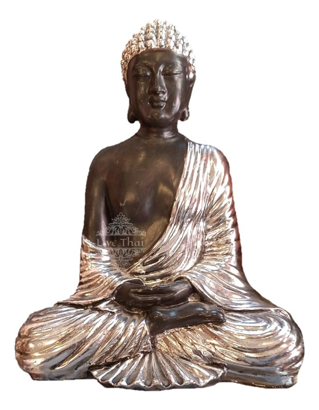 Buda Hindu Meditando Cromado Deco Zen Interior - Imagen 4