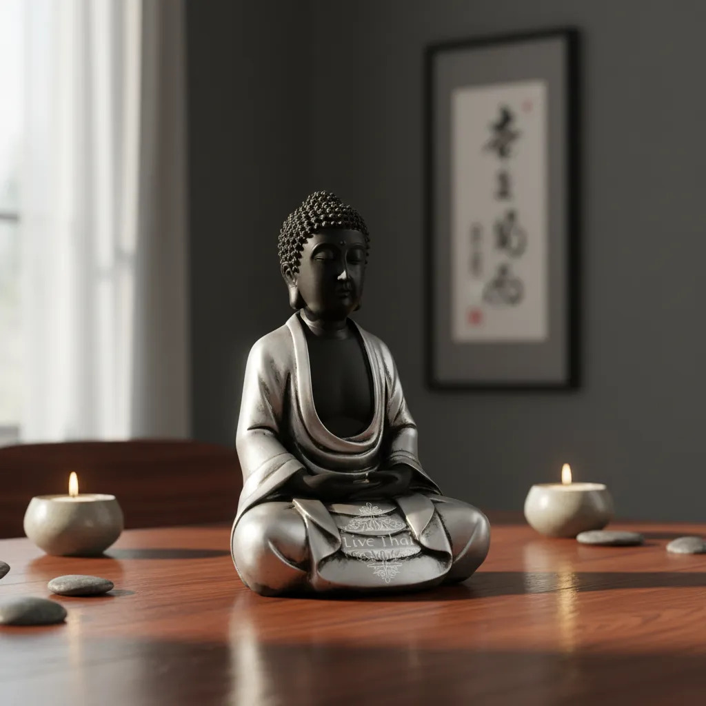 Buda Hindú Meditando Meditando Negro Deco Interior - Imagen 12