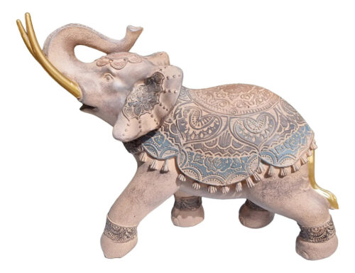 Elefante Sabiduría Longevidad Parado Relieve Importado 24cm