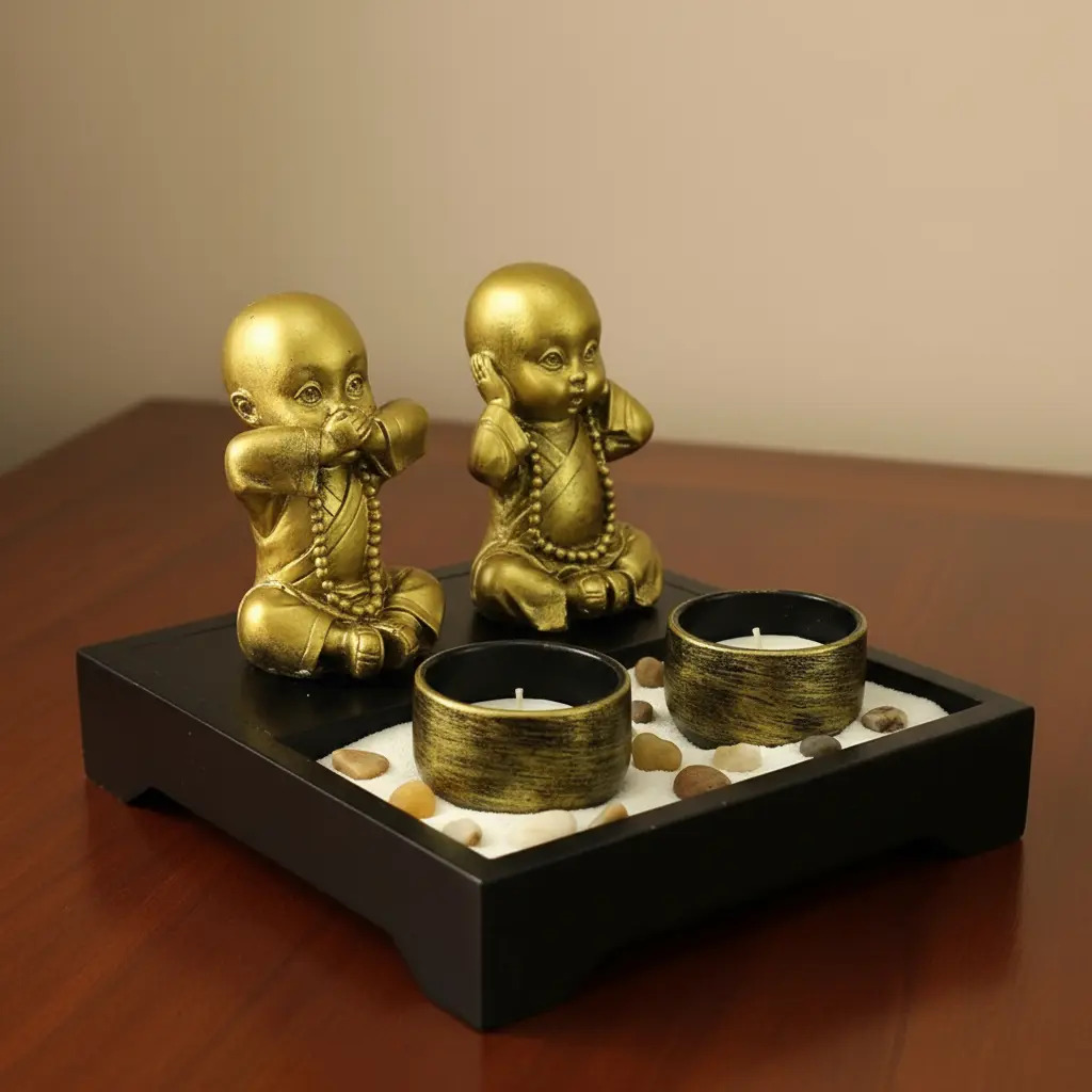 Jardín Zen 2 Niños Buda Feng Shui Deco Meditación Armonía - Imagen 4