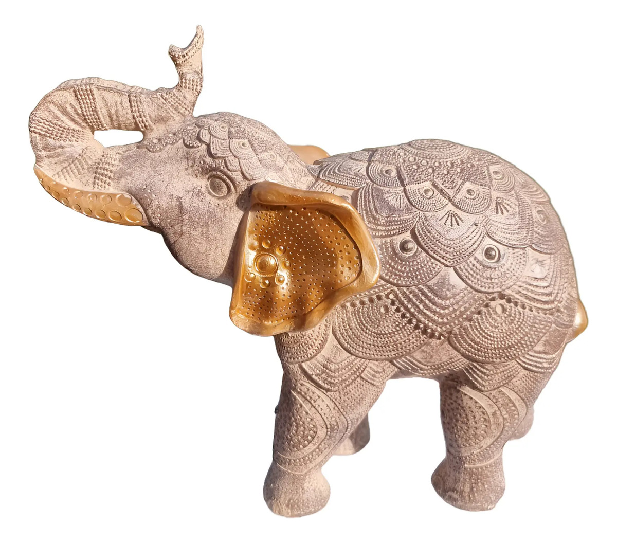 Elefante Sabiduría Longevidad Parado Espejos Gris Deco 28cm
