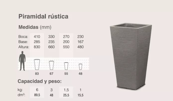 Maceta Piramidal Rustica 55cm Plástica Jardín Rayun - Imagen 2