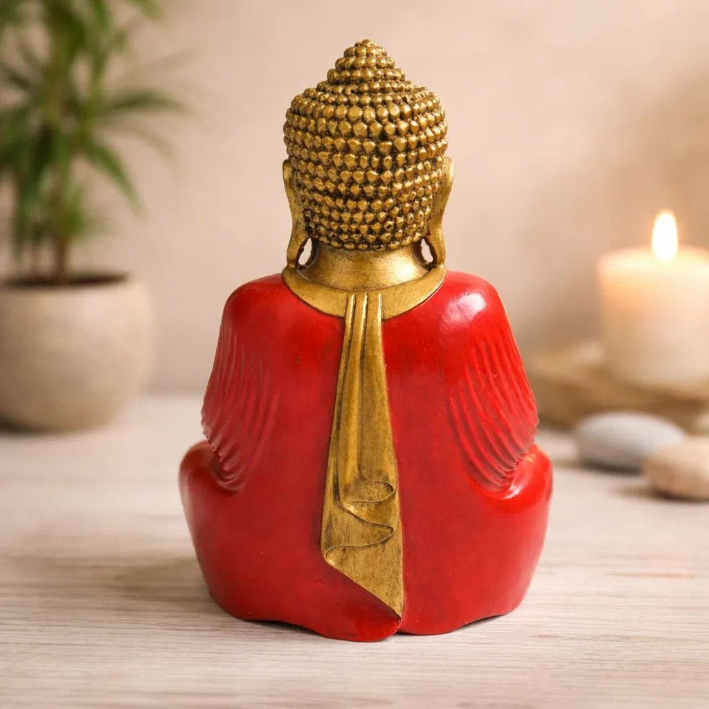 Buda Hindu Reposando Meditando Dorado Con Relieve Deco 30cm - Imagen 4