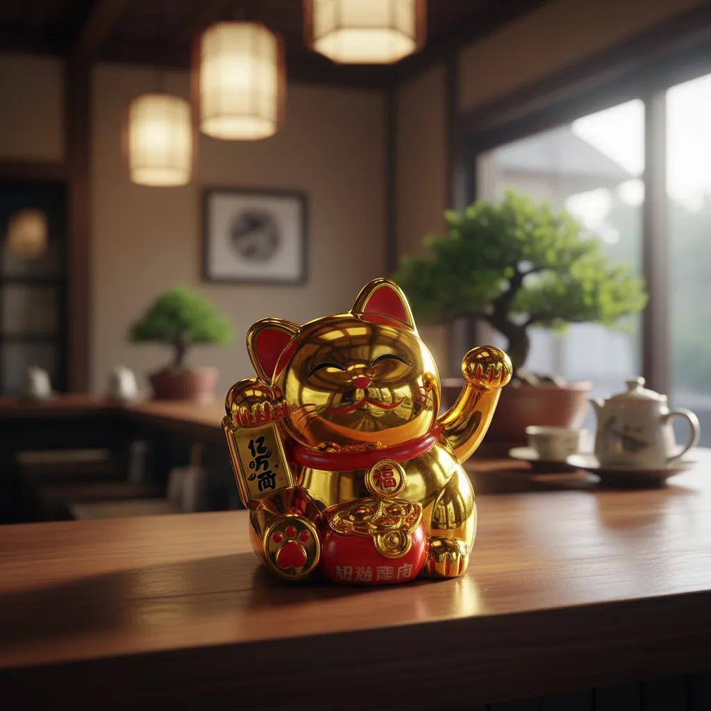 Gato Chino De La Suerte Fortuna Solar Mini Maneki Neko - Imagen 3