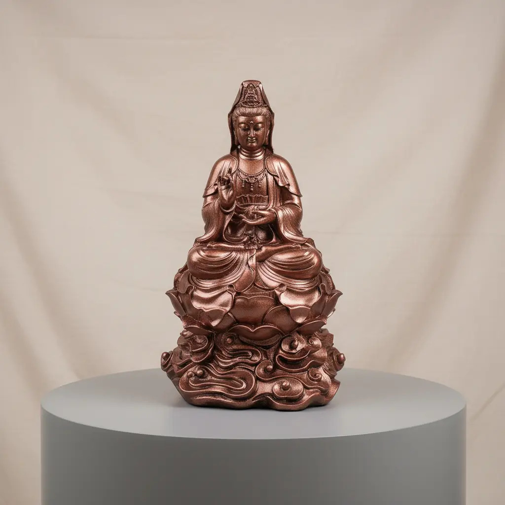 Kuan Yin Kwan Sabiduria Meditando Bendicion Paz Armonia 32cm - Imagen 3