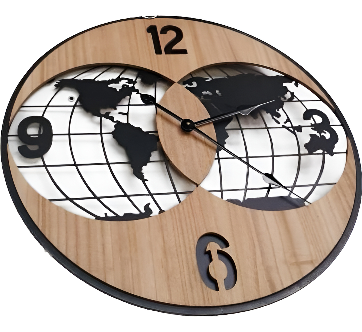 Reloj Analogico 60 Cm Mapa Mundo Doble Esfera Deco Hogar - Imagen 2