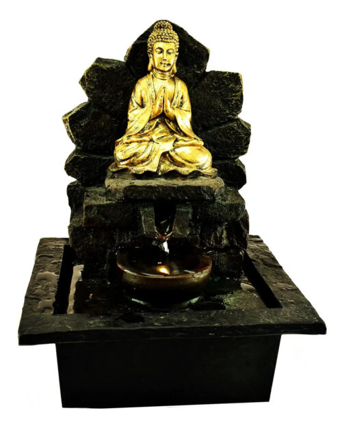 Fuente De Agua Mediana Cascada Buda Dorado Super Oferta!!!