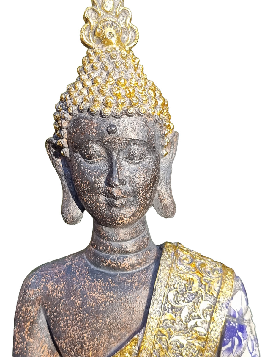 Buda Thai Sentado Meditando Mosaico Armonia Zen Paz 32cm - Imagen 11
