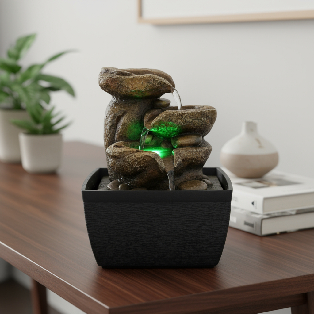 Fuente De Agua Chica Montaña Cuenco Cascada Luz Led Oferta - Imagen 7