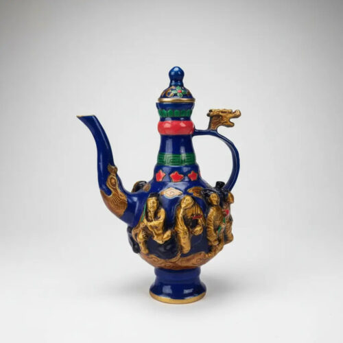Pava Tetera Colección China Dragon Y Monjes Acabado Brilloso