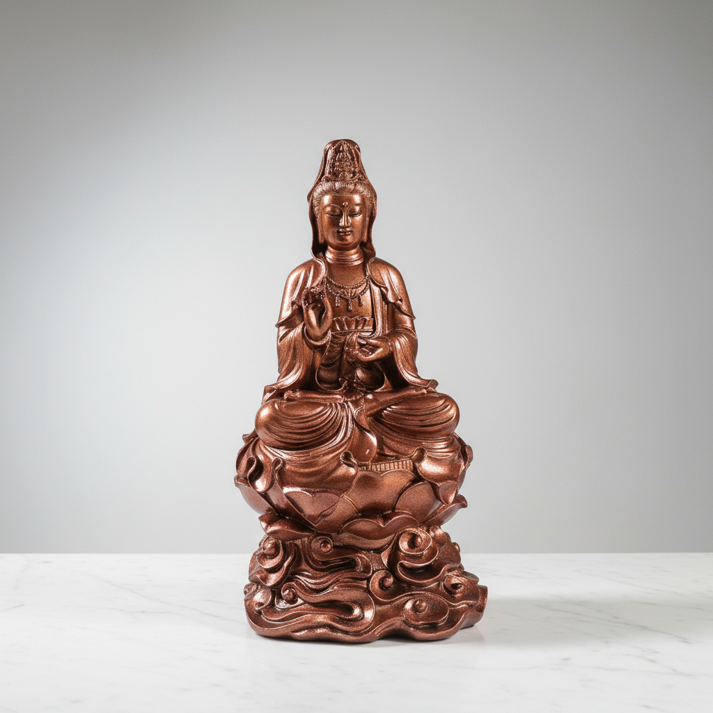 Kuan Yin Kwan Sabiduria Meditando Bendicion Paz Armonia 32cm - Imagen 11
