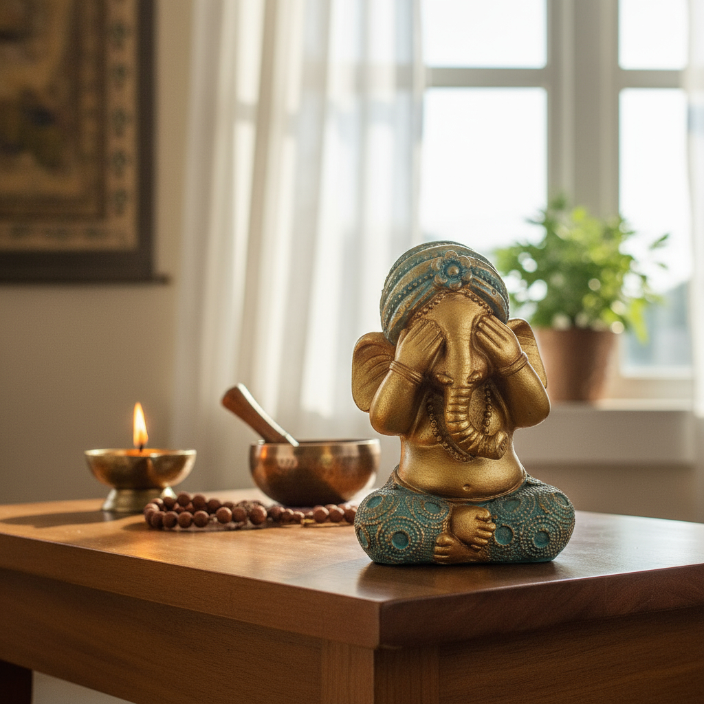 Set Ganesh Sabios Meditando Estatua Ciego Sordo Mudo 11cm - Imagen 14