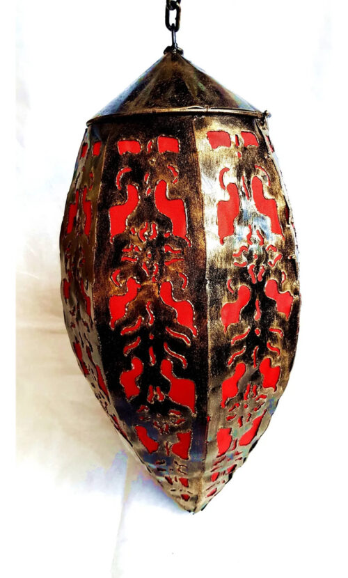 Lampara Colgante Metal Y Tela Iluminacion Deco Bali