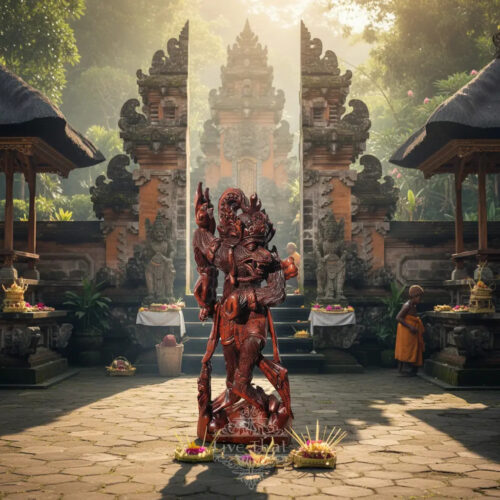 Hanuman Sentado Teka Madera 75cm Dios Mono China Escultura