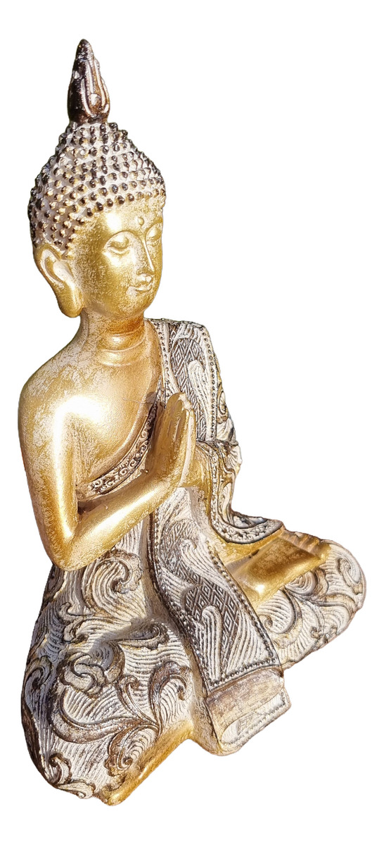 Buda Hindú Meditando Meditando Dorado Con Relieve Deco 21cm - Imagen 23