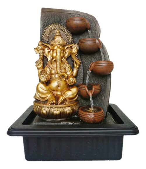 Fuente De Agua Grande Ganesh Cascada Luz Led 40cm