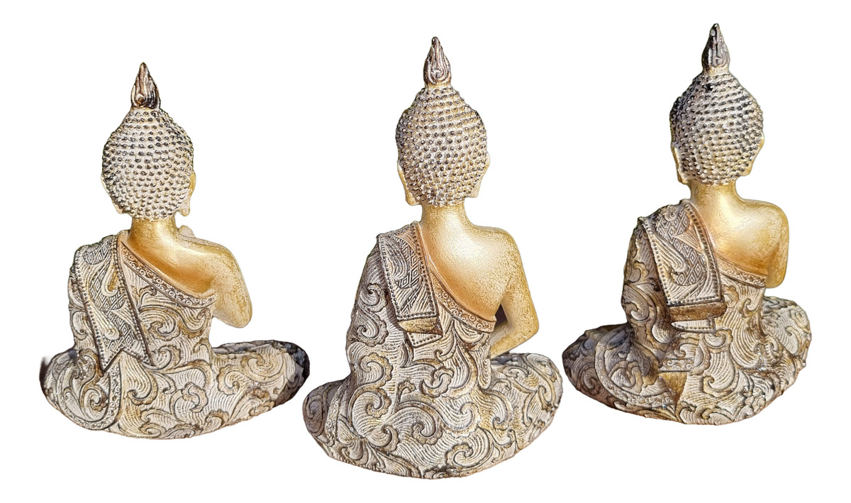 Buda Hindú Meditando Meditando Dorado Con Relieve Deco 21cm - Imagen 18