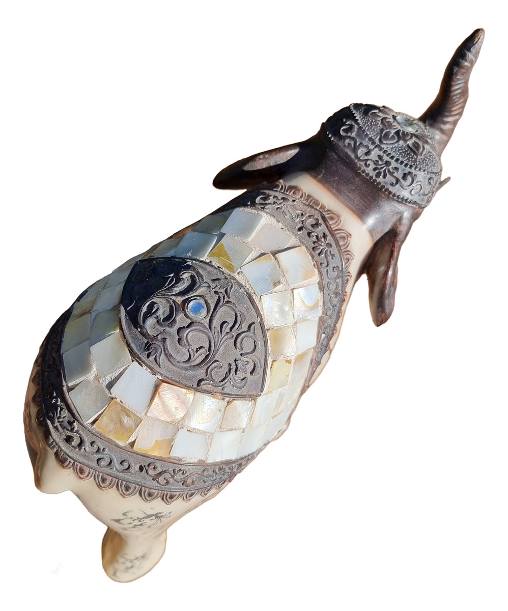 Elefante Sabiduría Longevidad Parado Nacar Deco 32cm - Imagen 6