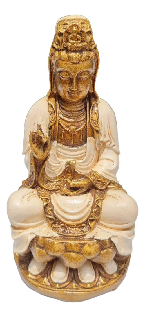 Kuan Yin Kwan Sabiduria Meditando Bendicion Paz Armonia 25cm