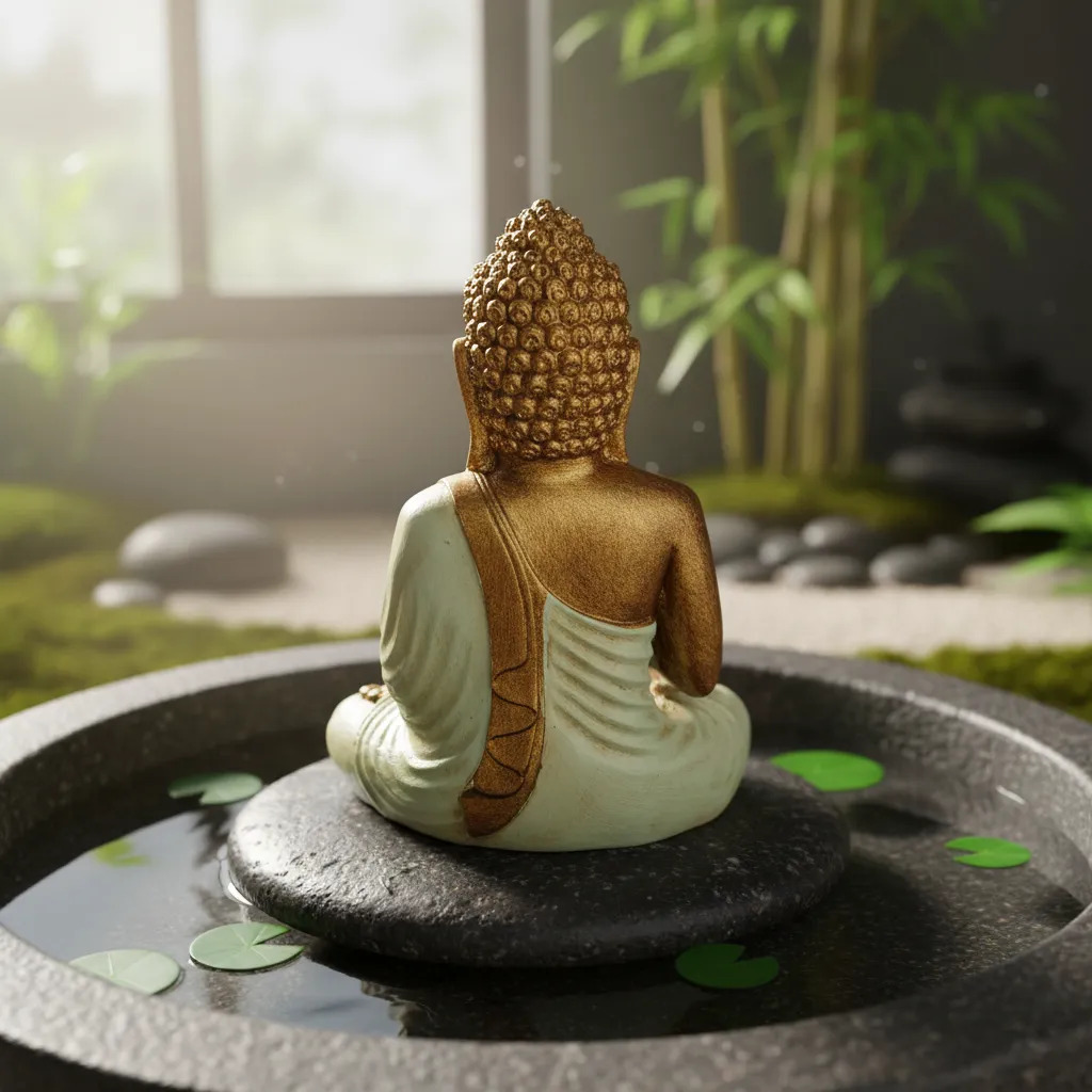 Buda Hindu Reposando Meditando Dorado Con Relieve Deco 30cm - Imagen 4