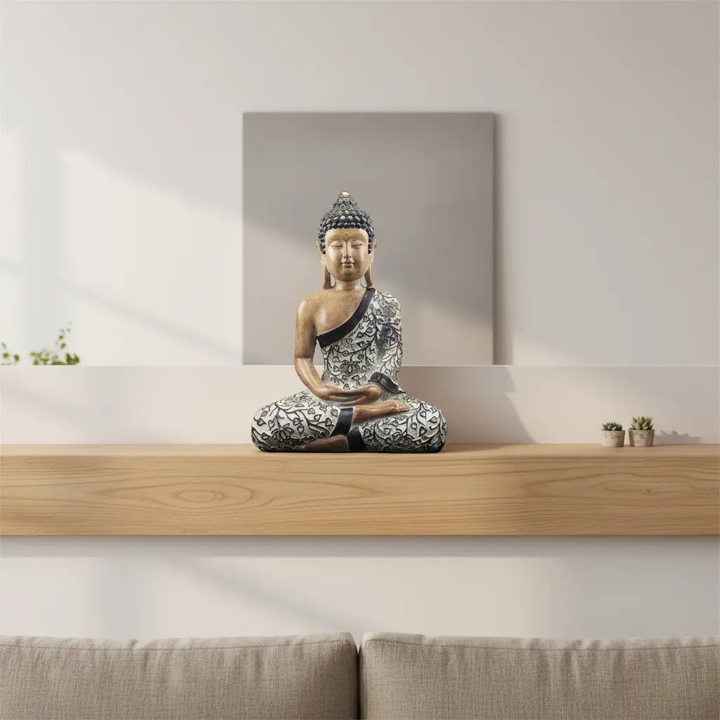 Buda Hindú Meditando Resina Meditando Deco Interior 36cm - Imagen 4
