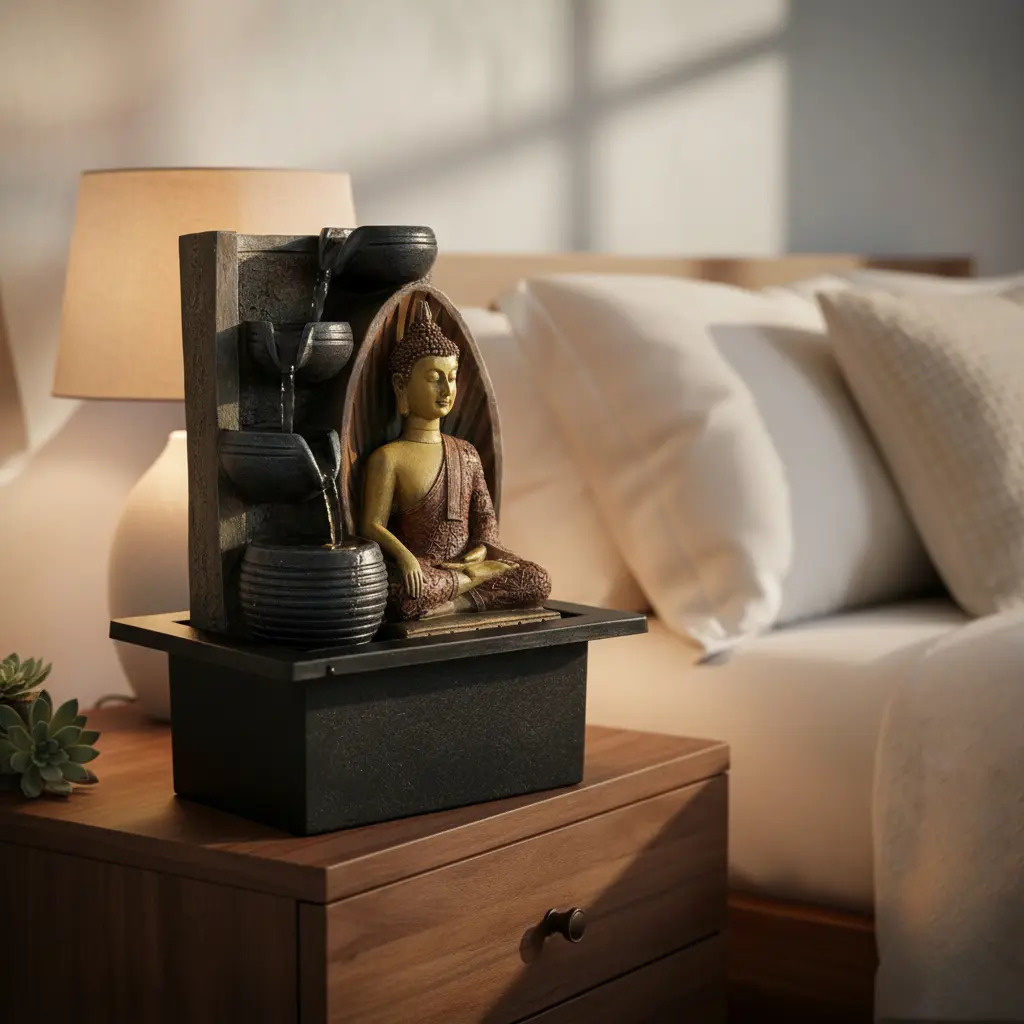 Fuente De Agua Mediana Buda Thai Aura Cascada Luz 25cm - Imagen 5
