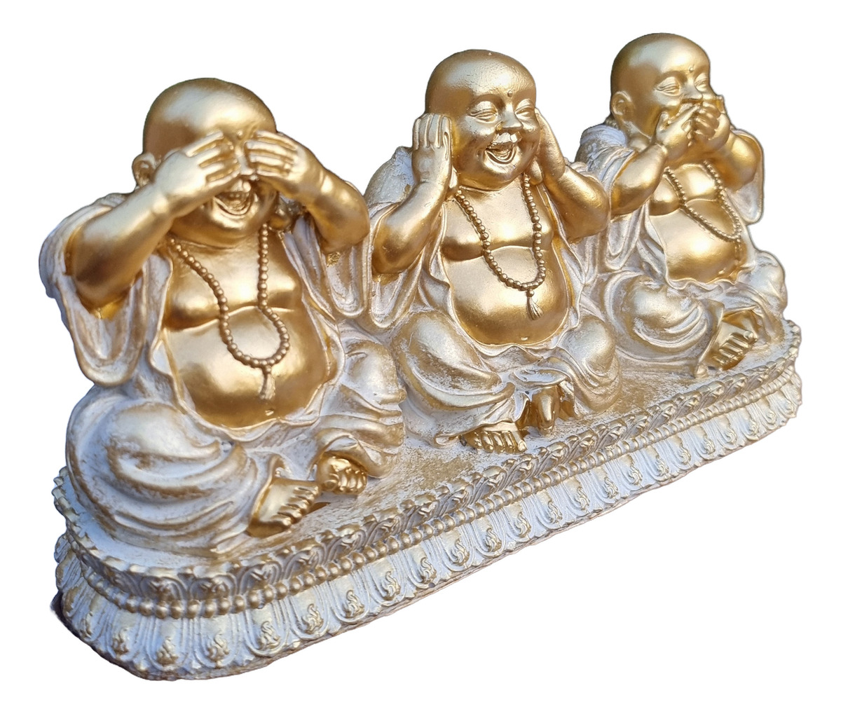 Set Buda Feliz Sabios Meditando Ciego Sordo Mudo 13cm - Imagen 3