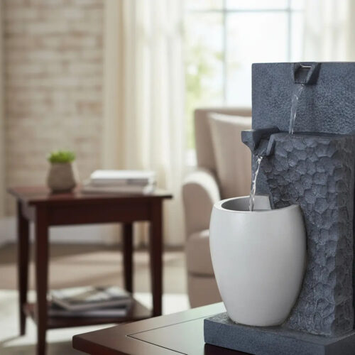 Fuente De Agua Pared Deco Zen Caida Jarron 48cm Cascada