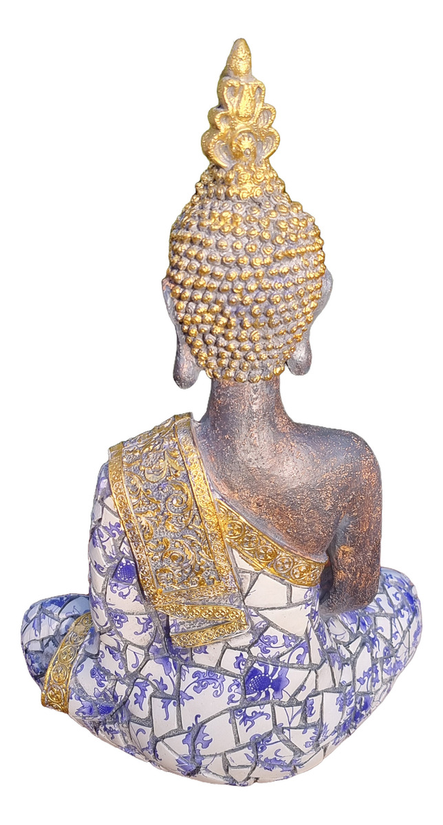 Buda Thai Sentado Meditando Mosaico Armonia Zen Paz 32cm - Imagen 14