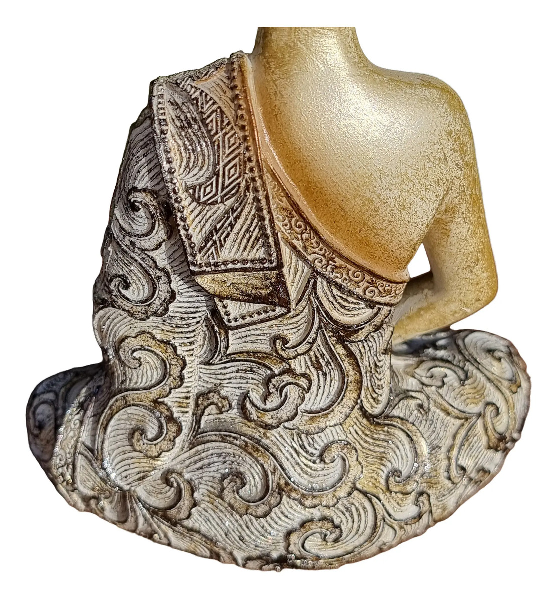 Buda Hindú Meditando Meditando Dorado Con Relieve Deco 21cm - Imagen 12