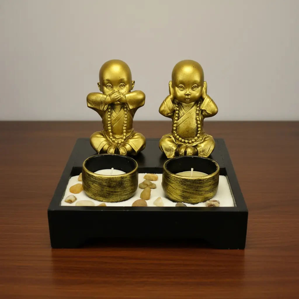 Jardín Zen 2 Niños Buda Feng Shui Deco Meditación Armonía - Imagen 8