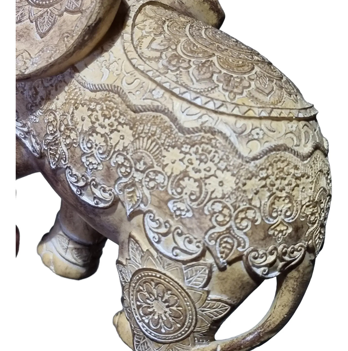 Elefante Sabiduría Longevidad Parado Mandala Gris Deco 27cm - Imagen 3