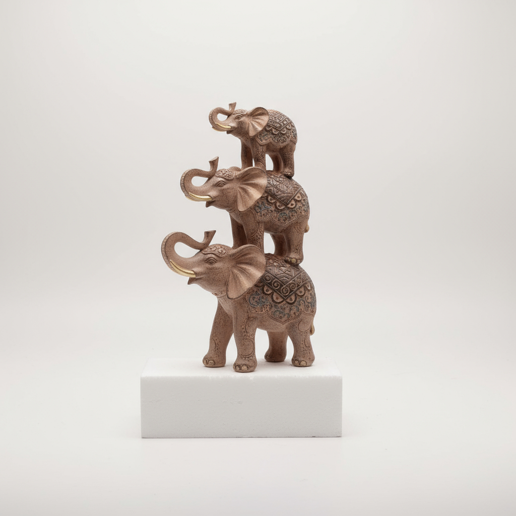 Elefante Sabiduría Longevidad Parado Torre De Tres Deco 30cm - Imagen 8