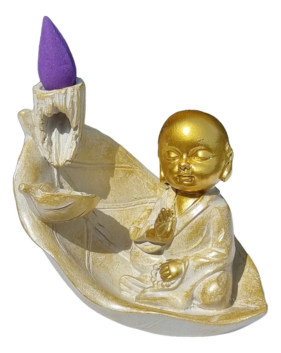 Porta Cono Fuente Humo Buda Bebe Ceramica 10 Cm Zen