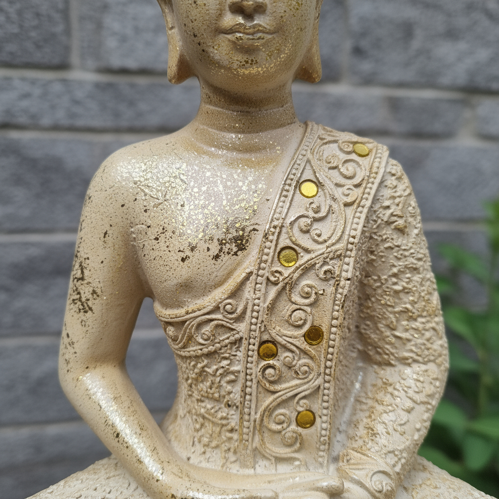 Buda Hindú Meditando En Loto Dorado Y Beige Espejos 30cm - Imagen 9