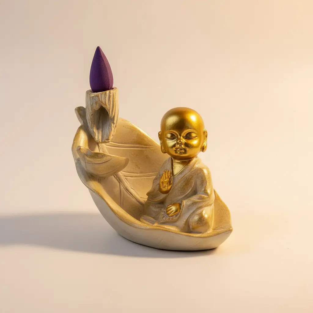 Porta Cono Fuente Humo Buda Bebe Ceramica 10 Cm Zen - Imagen 9