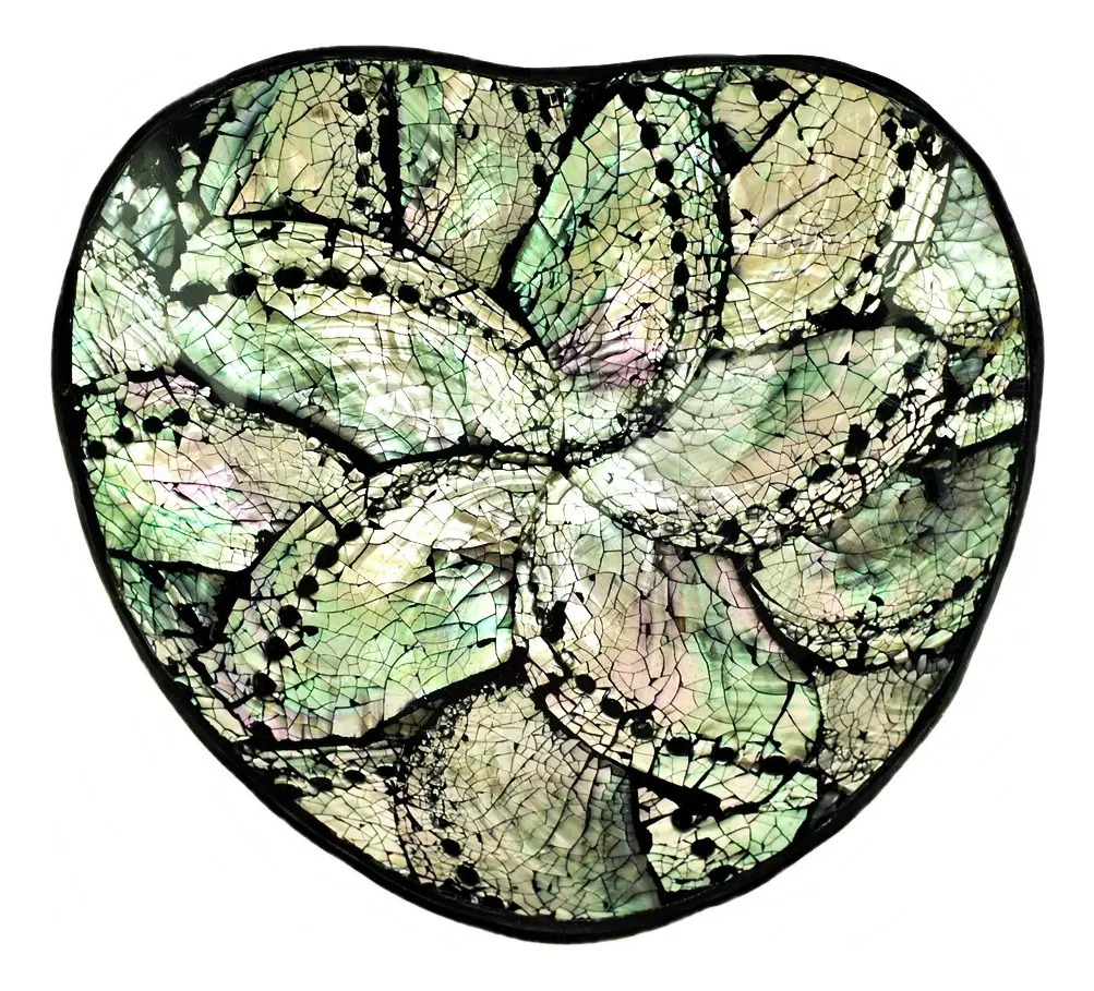 Plato Nácar Abalone Corazón Mesa Deco Moderno Mar - Imagen 5