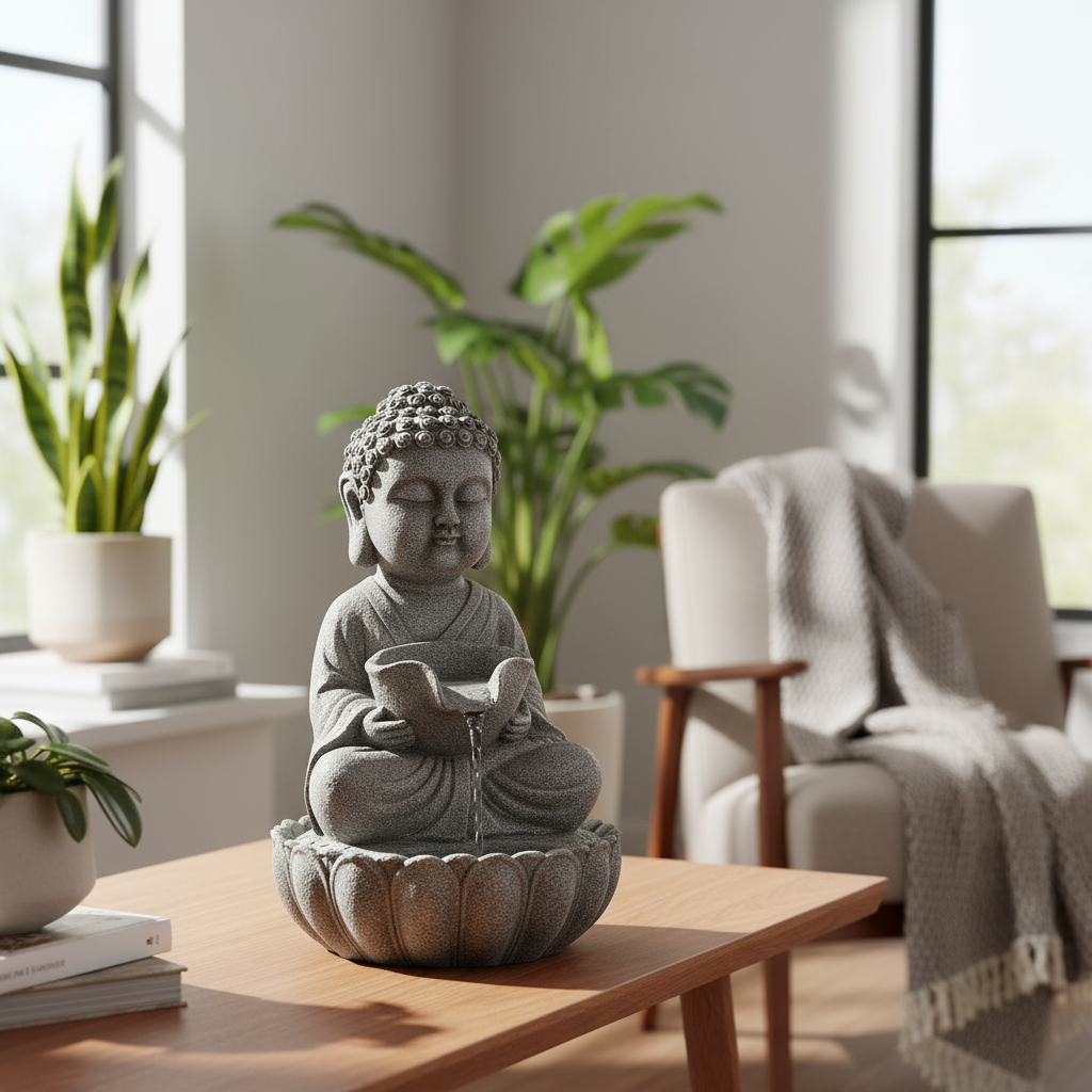 Fuente De Agua Bebe Buda Cascada Buda 55cm Jardín O Interior - Imagen 9