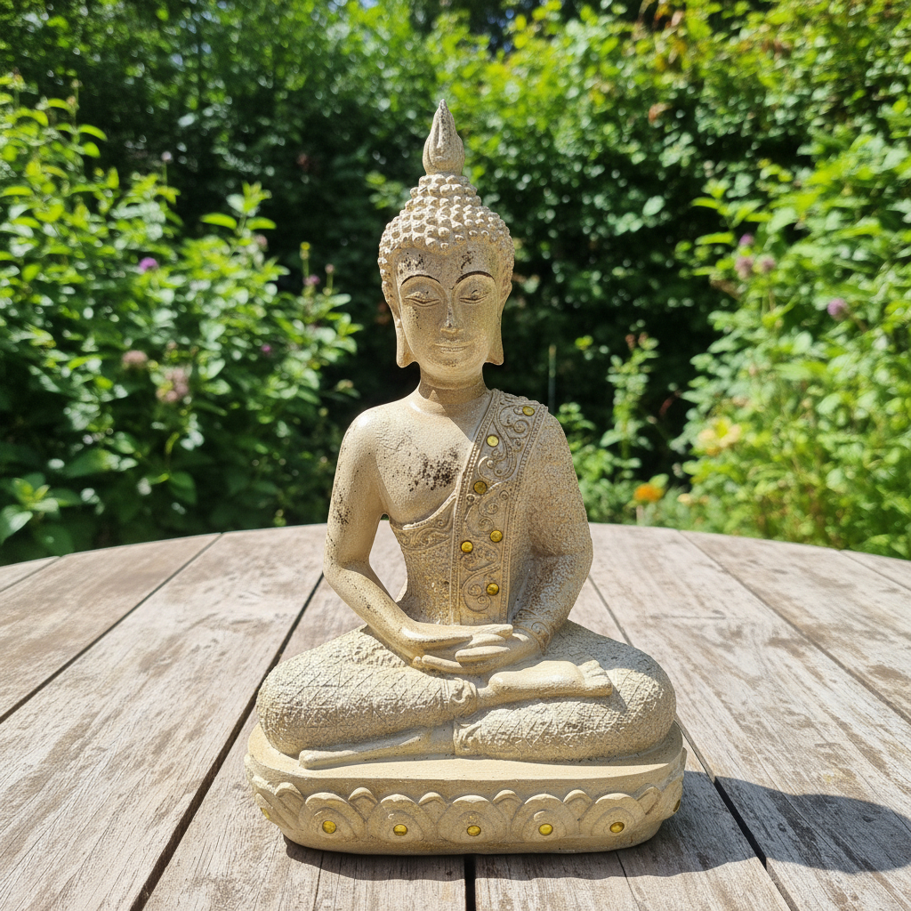 Buda Hindú Meditando En Loto Dorado Y Beige Espejos 30cm - Imagen 10