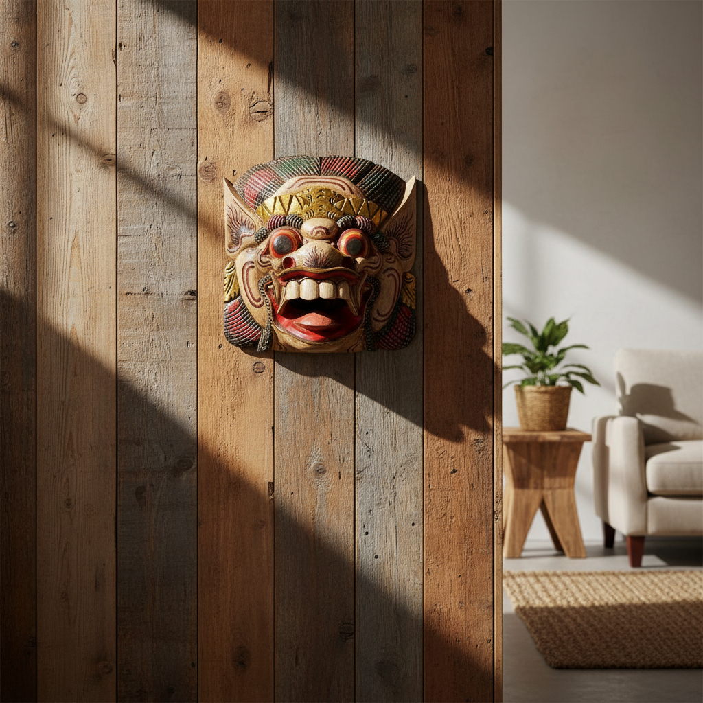 Mascara Barong Madera Bali Hindu Proteccion Energia + 35cm - Imagen 17