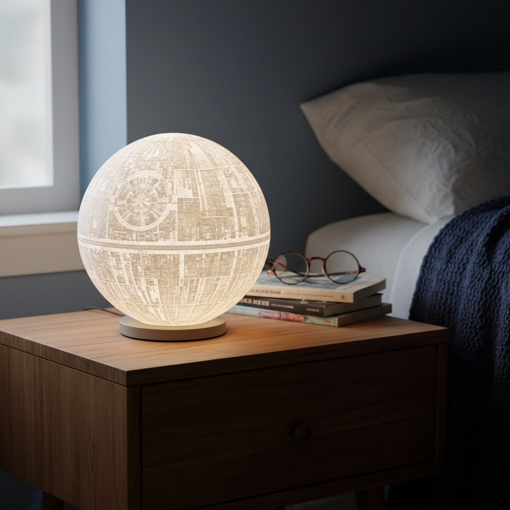 Velador Lámpara Led 3d Estrella De La Muerte Star Wars 18cm - Imagen 10